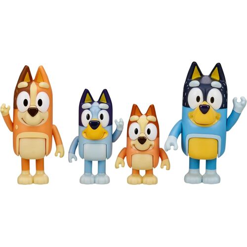 Family Pack Lot de 4 Personnages articulés,Bingo,Maman Chilli et Papa Bandit,comme vu à la télévision,pour Enfants à partir de 3 Ans,BLY01100,Jeux précieux,Multicolore