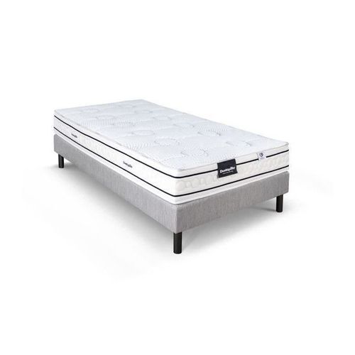 DUNLOPILLO LAVANDE ENSEMBLE 90 X 200 - MATELAS + SOMMIER CLAIR - EP 21 CM - LATEX NATUREL - LATTES PASSIVES - FABRIQUÉ EN FRANC