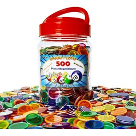 Jeton Loto Magnétique,Boîte De 500 Pions Magnétiques-17mm De Diamètre-Multicolores-En Plastique Transparent-Bingo