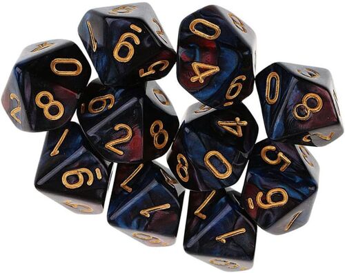 10 Pièces Dés Polyédriques D10 Dés 16mm Jeux De Dés 10 Faces En Acrylique Dice Pour Dnd Dice Rpg Mtg Table Jeux (Rouge Bleu)