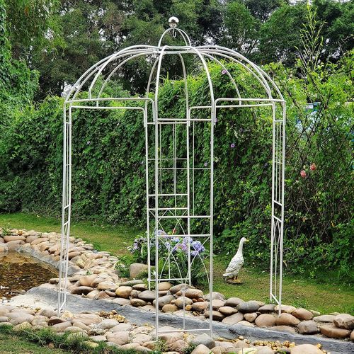 Asfasfq-Scendor Garden Style Français Arche À Rosiers Tuteur Roses Arche De Jardin Arceau Rosiers Support Plantes Grimpantes 271x207x207 Cm Blanc