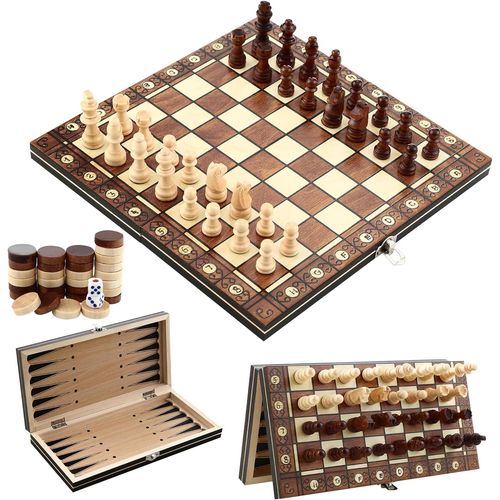 Asfasfq-Jeu D'echecs Magnétique En Bois, Jeu Echec 3 En 1, Pliable Portable Ensemble D'échiquier (29 Cm X 29 Cm), Jeu D'echec Pour Enfants,Jeux D'échec Un Excellent Compagnon De Voyage.
