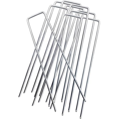 Asfasfq-10 Pcs Piquets De Jardin Pelouse Agrafes En Forme De U Pour Bâche Anti-Mauvaises Herbes Galvanisés À Chaud Piquets De Fixation Pour Jardin Toiles De Paillages Et De Jardinage Grillage Et File