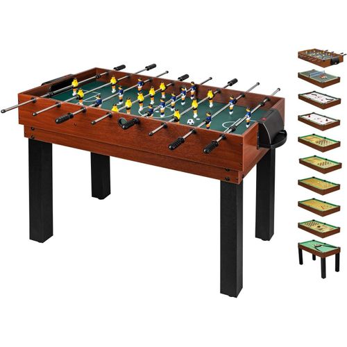 ASFASFq-shelfmade Table de Jeux Multifonction, Baby Foot Enfant, Mini Baby Foot Bois, Billard Convertible, Mini Table de Ping Pong - Table multijeux Adulte - 10 Jeux en 1