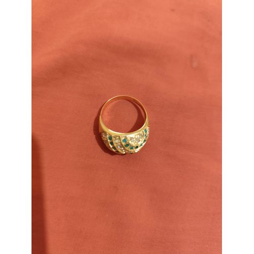 Bague Plutôt Femme Or 9 Carat Avec Émeraude Et Diamants Naturel Certifié