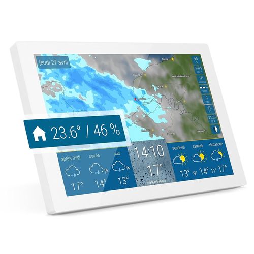 SUBZONAL-météo & radar home 3 - affichage : nouvelle génération de la station WiFi avec capteur du climat ambiant, prévisions détaillées, données pollen, indice UV et alertes intempéries blanc