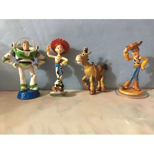 4 Petites Figurines Toy Story Disney : Buzz, Jessy , Woody , Pile Poil