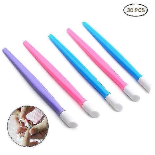 30 Pcs Poussoir À Cuticules Avec Poignée En Plastique Nail Art Tool Correcteur D'ongles À Pointe Pvc 