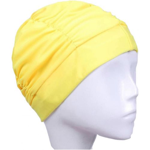 Aveki Bonnet De Bain En Tissu De Nylon Plissé Coloré Grand Bonnet De Bain De Printemps Chaud Pour Adultes Cheveux Longs,Jaune 