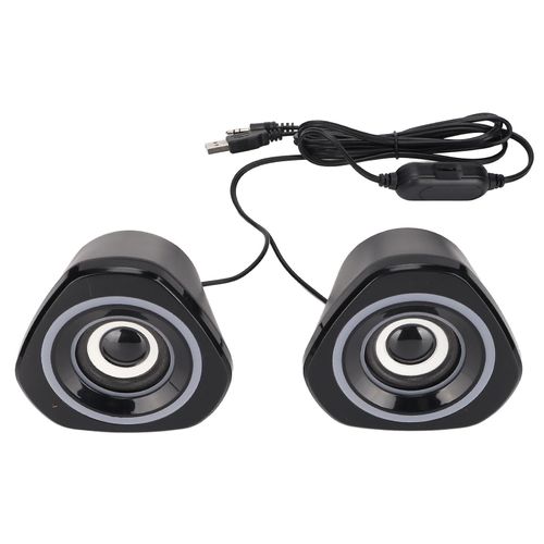 Haut-parleurs d'ordinateur Petits haut-parleurs de bureau filaires Plug and Play alimentés par USB avec lumière LED pour Xbox PC Smartphone Standard Noir Lumière Bleue