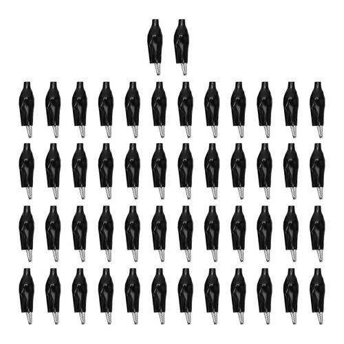 50 pièces pince crocodilien à poignée unique avec pinces de test électriques à manchon en PVC pour la soudure de bricolage de voiturenoir