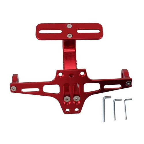 Support De Plaque D'immatriculation De Moto Cnc Alliage D'aluminium Support De Plaque D'immatriculation De Moto Réglable Universel Rouge