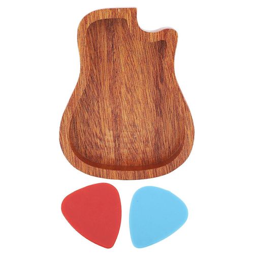 Boîte De Médiator En Bois Accessoires D'instrument De Support De Stockage De Médiator En Bois Avec 2pcs Pick Pour Jouer