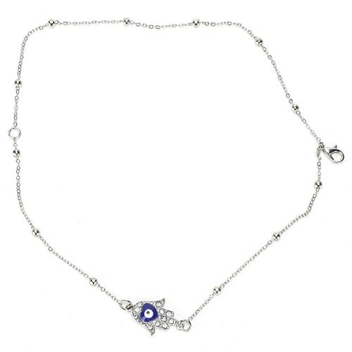 Blue Eye Anklet Evil Eye Confortable Mignon Lucky Moon Fatima Main Gland Chaîne De Pied Pour Femmes Parties