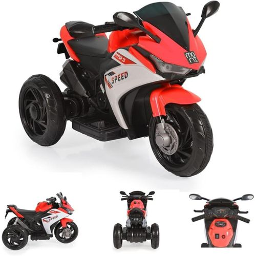Ksfal-Moto Électrique Enfants Hurricane 3 Roues Fonction Musique Marche Arrière,Coloris:Rouge