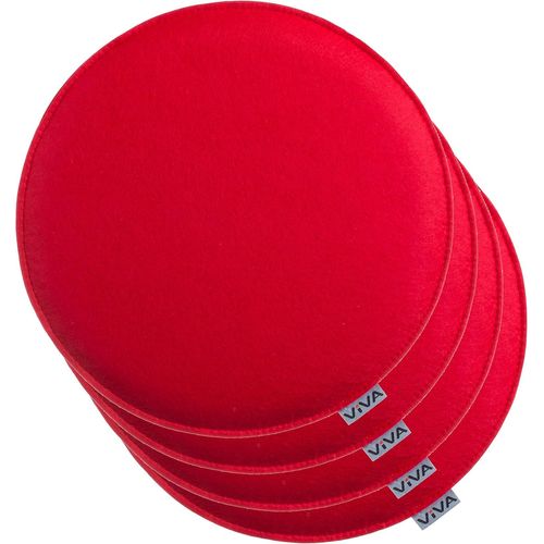 KSFAL-Lot De 4 Coussins D'Assise En Feutre 35X2 Cm¿Galettes De Chaise Rondes Et Robustes Pour L'Intérieur Et L'Extérieur,Assise Rembourrée Confortable¿Rouge