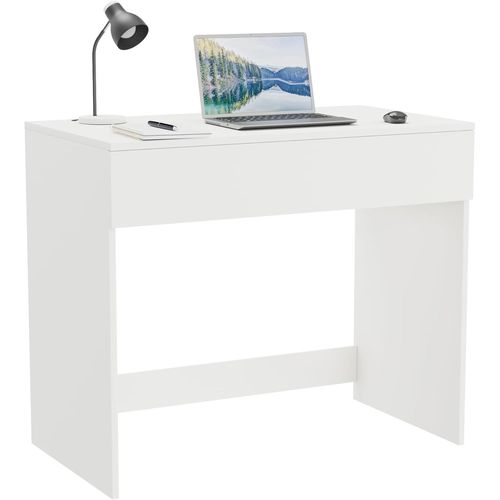 Ksfal-Blanc Bureau D'ordinateur Avec Tiroir,Table De Bureau,Table Simple Et Peu Encombrante Pour Étudier,Travailler Ou Gaming,90 Cm