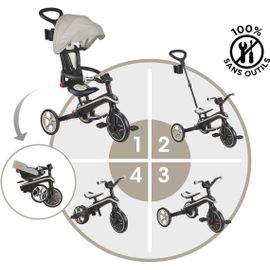 Subzonal-Tricycle Explorer 4 En 1 - Tricycle Pliable Et Évolutif En Draisienne Pour Les Tout-Petits De 10 Mois À 5 Ans - Taupe