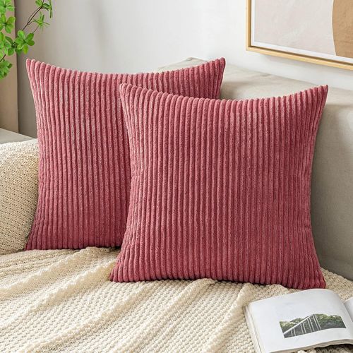 Slep-Decorative Housse De Coussin En Velours Côtelé Canapé Taie D'oreiller Douce Pour Maison Salon Chambre Lit Clic Clac 40x40 Cm Lot De 2 Confiture