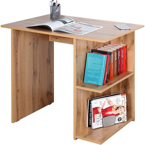 Ksfal-Bureau Avec Rangement 82x76x60 Cm Wm089-Ew Table Informatique Petit Chêne Marron