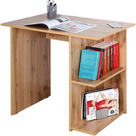 Ksfal-Bureau Avec Rangement 82x76x60 Cm Wm089-Ew Table Informatique Petit Chêne Marron