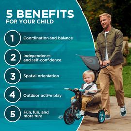 Asfasfq-Explorer Trike 4 En 1 - Tricycle Évolutif & Draisienne Pour Les Tout-Petits Âgés De 10m+ À 5 Ans + , Bleu Canard