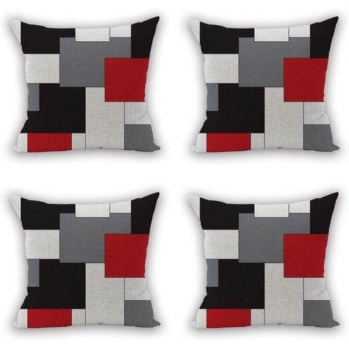 Slep-Lot De 4 Housse De Coussin Réseau Colorblock Bohême Géométrique Canapé Décoratif Scandinave Chambre Taie D'oreiller Sofa, Style 1 45x45cm