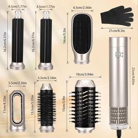 Kalanka-Brosse Soufflante 6 En 1, Brosse ¿¿ Air Chaud 1200 W, Air Styler Avec 6 Accessoires Pour S¿¿Cher, Lisser, Coiffer, Volume, Bigoudi, Peigne ¿¿ Lisser, Fer ¿¿ Friser Pour Tous Types De Cheveux