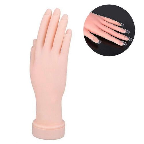 Main de pratique pour les ongles en acrylique, Fausse main pour la pratique des ongles, Main de mannequin pliable flexible, Outil de pratique de manucure à la fausse main (sans pratique Nai