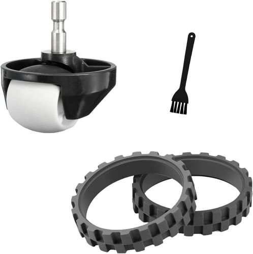 Kit de 2 pneus et 1 Roue Avant Compatible avec Roomba série 500,600,700,800,900,E,i,S-Pièces de Rechange de pneus et Roue Avant pour Roomba-Pièces de qualité pour Roomba