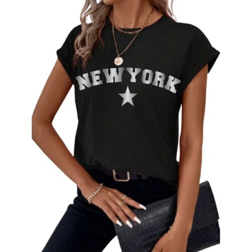 T-Shirt Femme Noir Logo "New York"