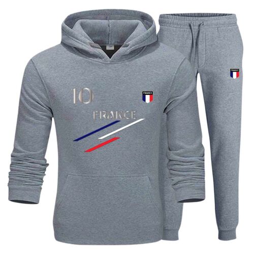Survêtement Jogging Foot Mixte Enfant Gris – Ensemble Sport Inspiré De La France (Taille 3-4 Ans,Couleur Gris)