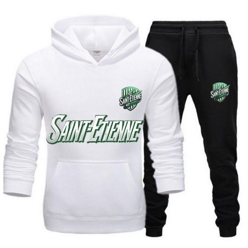 Jogging Football Enfant - Inspiré Saint-Étienne - Sweat Et Pantalon -Blanc Et Navy (Taille 3-4 Ans,Couleur Blanc)