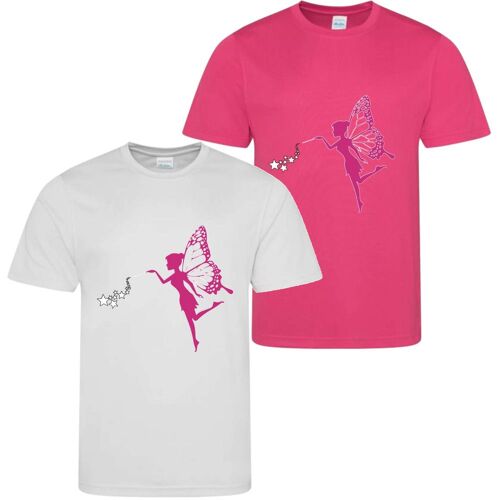 Tee Shirt Manches Courtes Fée Enfant Par Lot 2 Gris Et Fushia