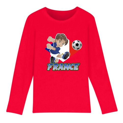 Tee Shirt Manches Longues Enfant Footballeur Rouge