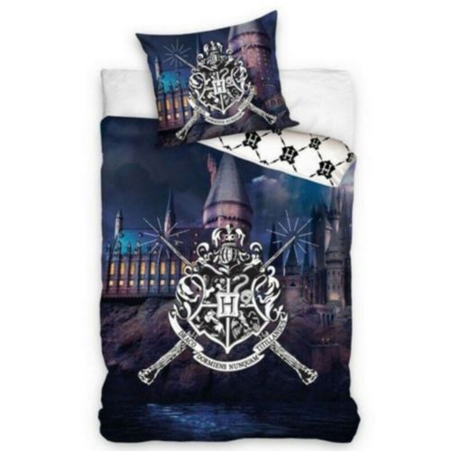 Housse De Couette Harry Potter 100 % Coton Lit 1 Place (Taille Taille Unique,Couleur Bleu)