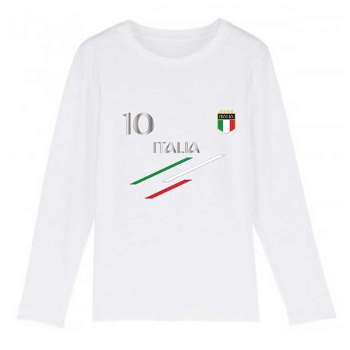 T-Shirt Manches Longues Enfant Foot Italie Blanc