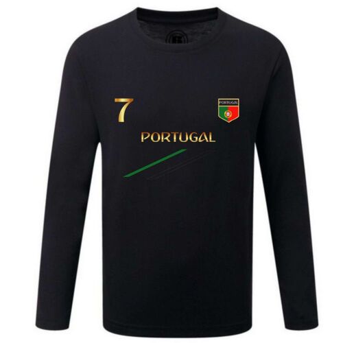 T-Shirt Manches Longues Enfant Portugal Noir