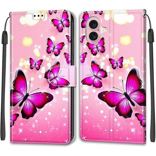 Étui portefeuille magnétique iPhone 16 - simili-cuir & TPU, 2 fentes cartes, protection antichoc avec support horizontal