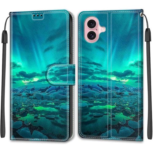 Coque Portefeuille Iphone 16 - Étui Flip À Fermeture Magnétique En Cuir Pu & Tpu, 2 Fentes Cartes, Support Horizontal Et Protection Antichocs