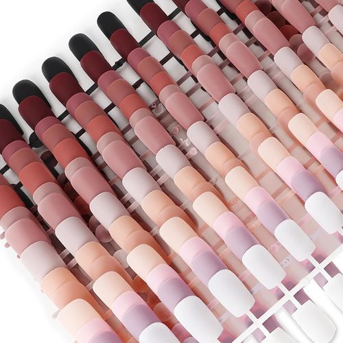336pcs Faux Ongles Longs Colorés Sticker Nail Art Couverture Complète À Ongles Décoration Manucure Accessoires Bricolage Ongles De Ballerine Cadeau Femme Fille Couleur Pure 