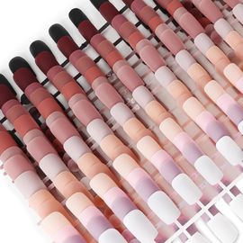 336pcs Faux Ongles Longs Colorés Sticker Nail Art Couverture Complète À Ongles Décoration Manucure Accessoires Bricolage Ongles De Ballerine Cadeau Femme Fille Couleur Pure 