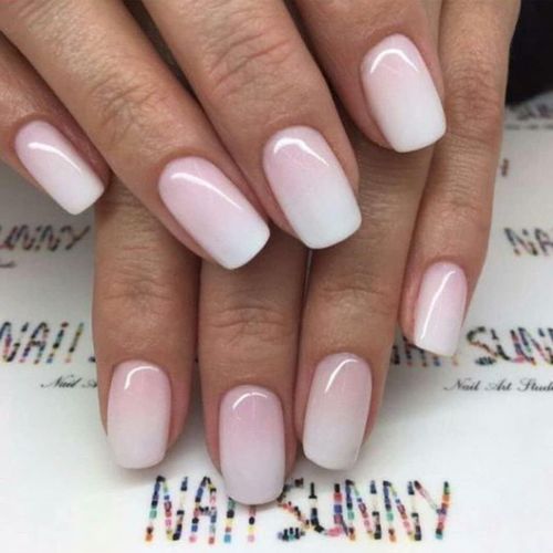 Court Carré Ombre Faux Ongles Naturel Rose Ongles À Coller Glossy Press On Nails 24pcs Acrylique Faux Ongles Autocollants Pour Femmes Et Filles 