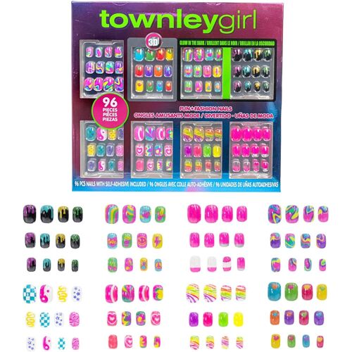 Kalanka-Lot De 96 Ongles À Presser Comprenant Un Ensemble De Faux Ongles Artificiels Phosphorescents Avec Kit De Pointes D'ongles À Couverture Complète Pré-Collée, Soirées Pyjama Et Relooking 