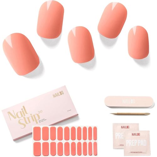 Oayew-Autocollant Ongle Gel Uv | 20pcs Faux Ongles Autocollants Adhesif | Semi-Durci Vernis Autocollant Ongles Uv Pour Nail Art, Coral 