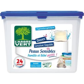 KGABERY-Doses Lessive Liquide Peaux Sensibles Famille Et Bébé Aussi!-Hypoallergénique-24 Doses