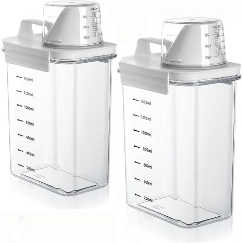 TIANYI-Lot de 2 boîtes de rangement pour lessive en poudre - Pour adoucissant, lessive en poudre - À utiliser dans les détergents, les détergents liquides et les perles parfumées - 1800 ml