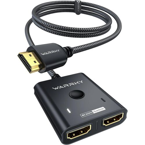 Switch HDMI 4K 60Hz [avec Câble Tressé Fixe 1M, Coquille en Aluminium] Bidirectionnel Commutateur HDMI Splitter 2 Entrées 1 Sortie, Compatible avec PS5/4, Xbox, Roku, Fire Stick, Switch