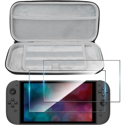 Tye-Étui Rigide Pour Nintendo Switch 2 Console + 2 * Verre Trempé Housse Rigide De Rangement Zippée En Matériau Durable Anti-Choc Accessoire Pour Nintendo Switch 2 Model 2025 - Noir