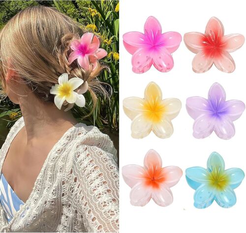 6 Pieces Flower Hair Clips Large Hair Clips Flower Hair Clips Non-Slip Hair Clips For Women Thick Thin Hair (A)